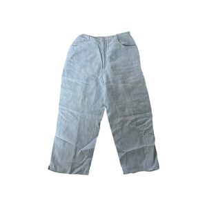 Chico's Light Blue Cropped Linen Chinos
